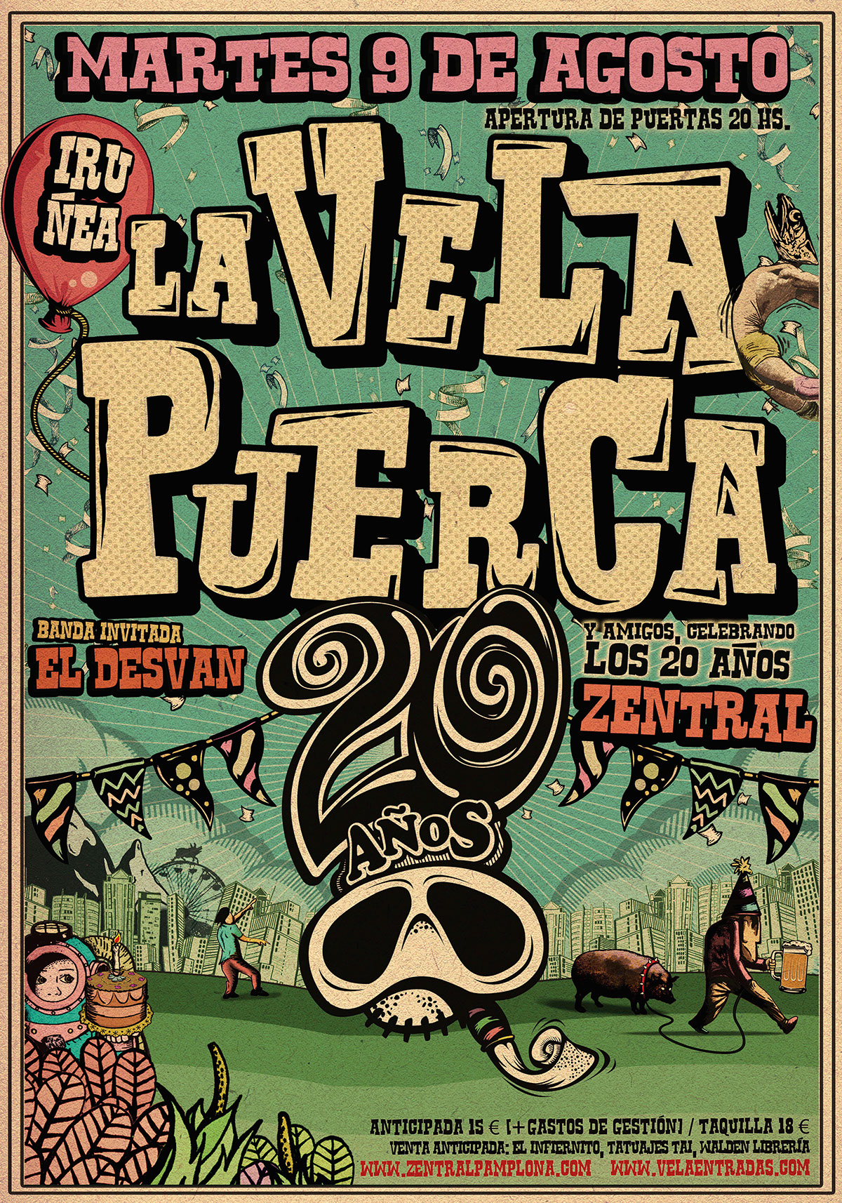 Vela Puerca rock musica ilustracion diseño Gira 20 anos La Vela Puerca grafica