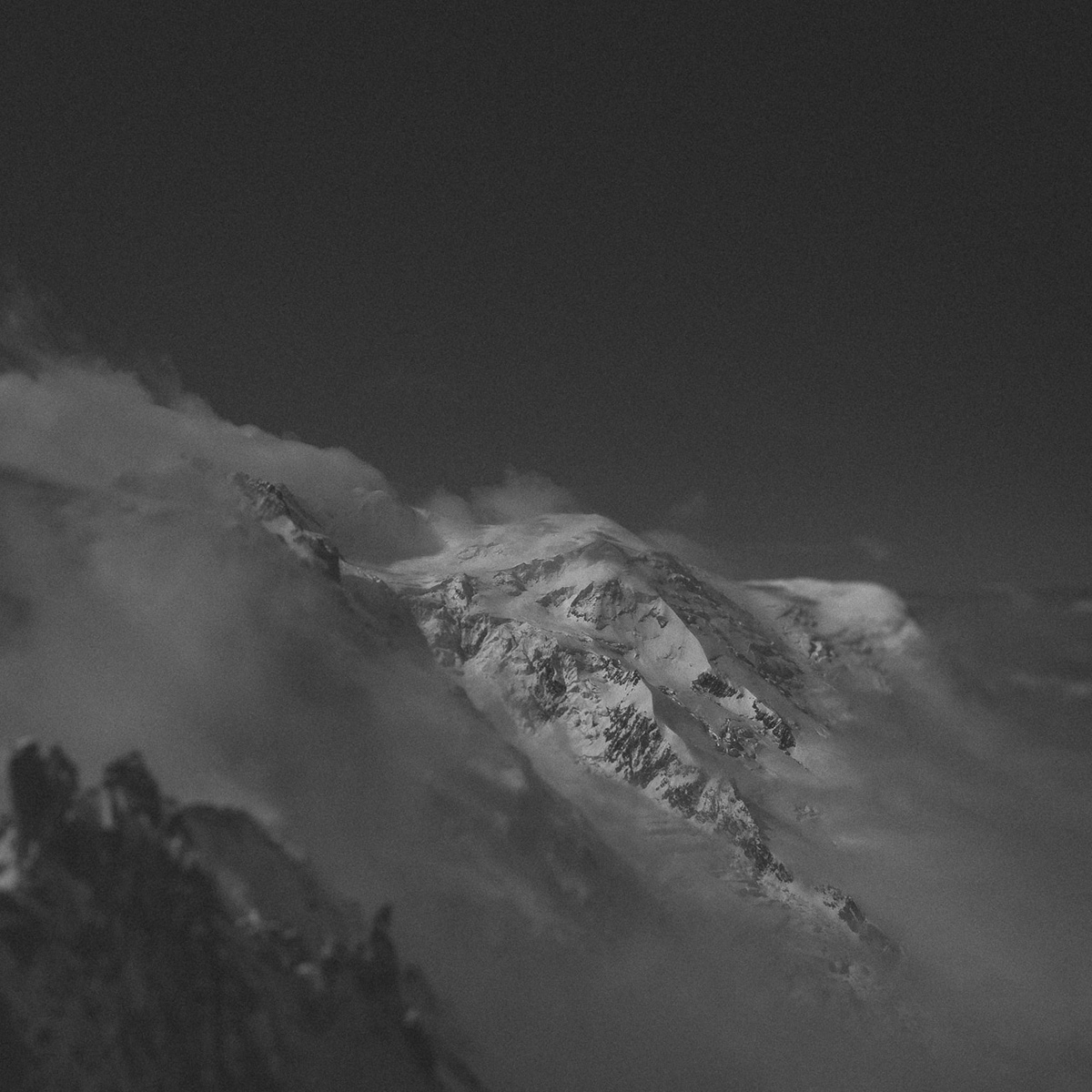 Geneva  Switzerland mont blanc Analogue  digital post-process mountain alps snow clouds negative space