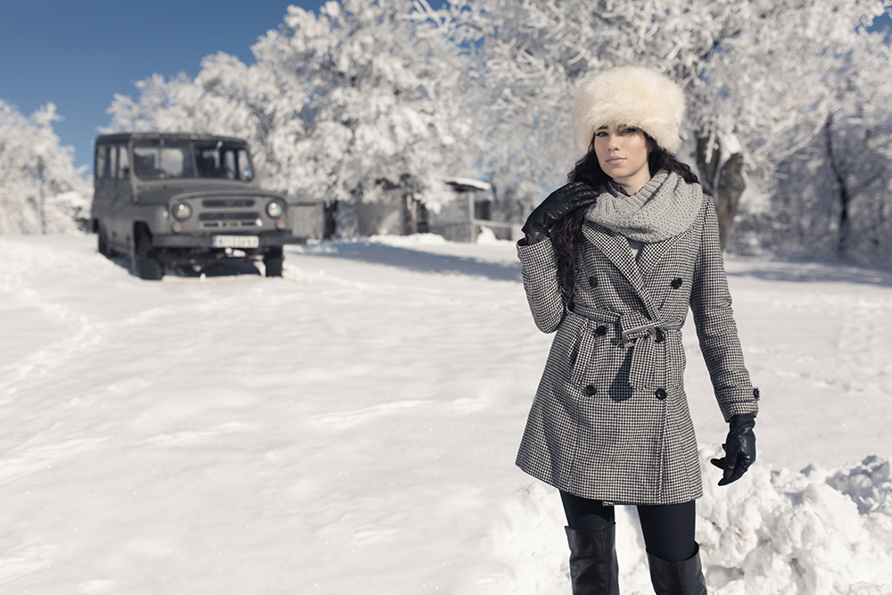 winter girl posing model snow wintertime coat joy Sun