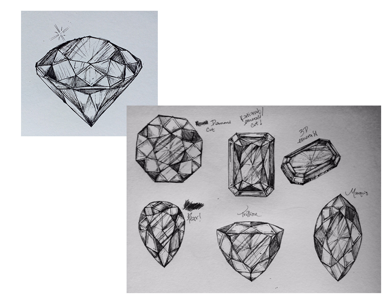 sketch sketchbook jewelry design luxury precious stones gold silver