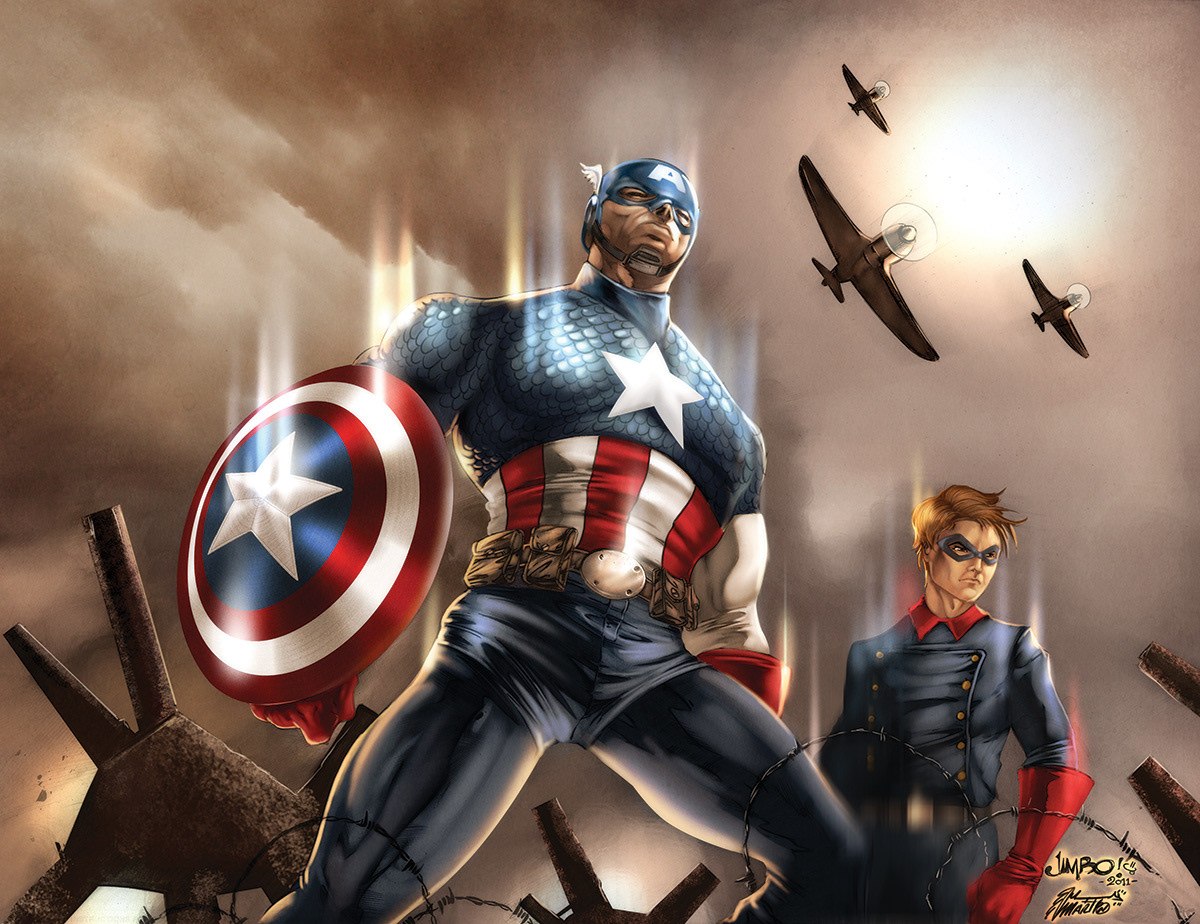 comic coloring SuperHero fanart captain america War airplanes Guerra