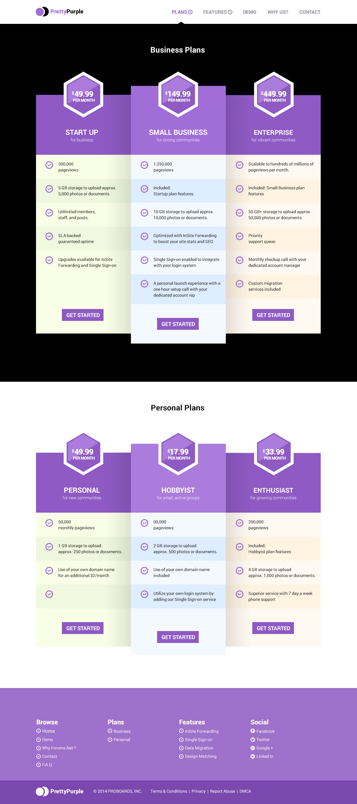 clean Whitespace contrast purple price-plans package cloud hosting