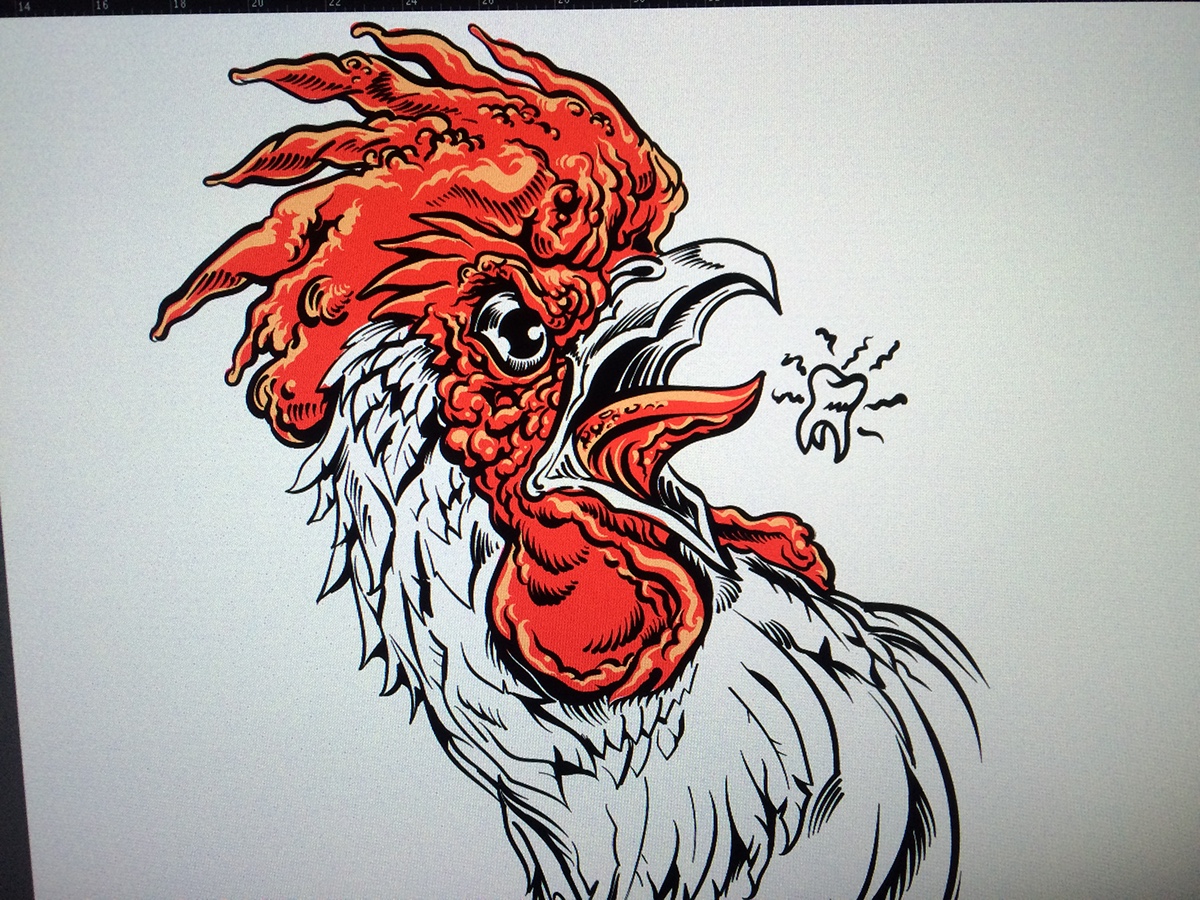 Illustrator sketch wacom Rooster angry fighting cocks chicken Drawing  cartoon photoshop