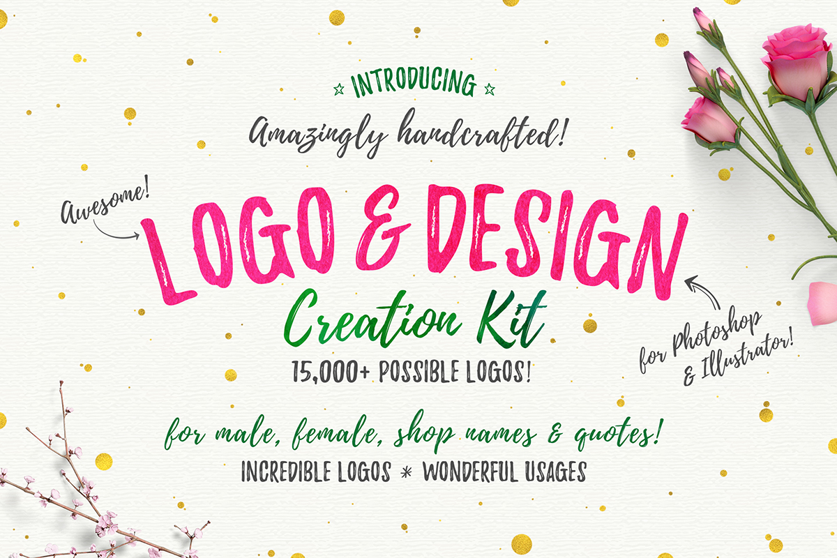 handmade watercolor logo logos logo creator amazing awesome colorful female male handcrafted vecots fonts circles