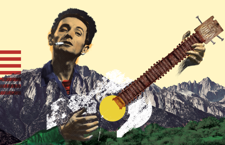 Woody Guthrie combine collage Robert Rauschenberg Rauschenberg poster folk art folk music folk
