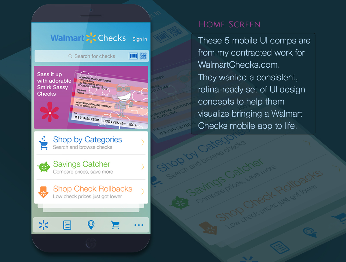 Walmart Checks mobile UI design Mobile app Mobile UI Comps