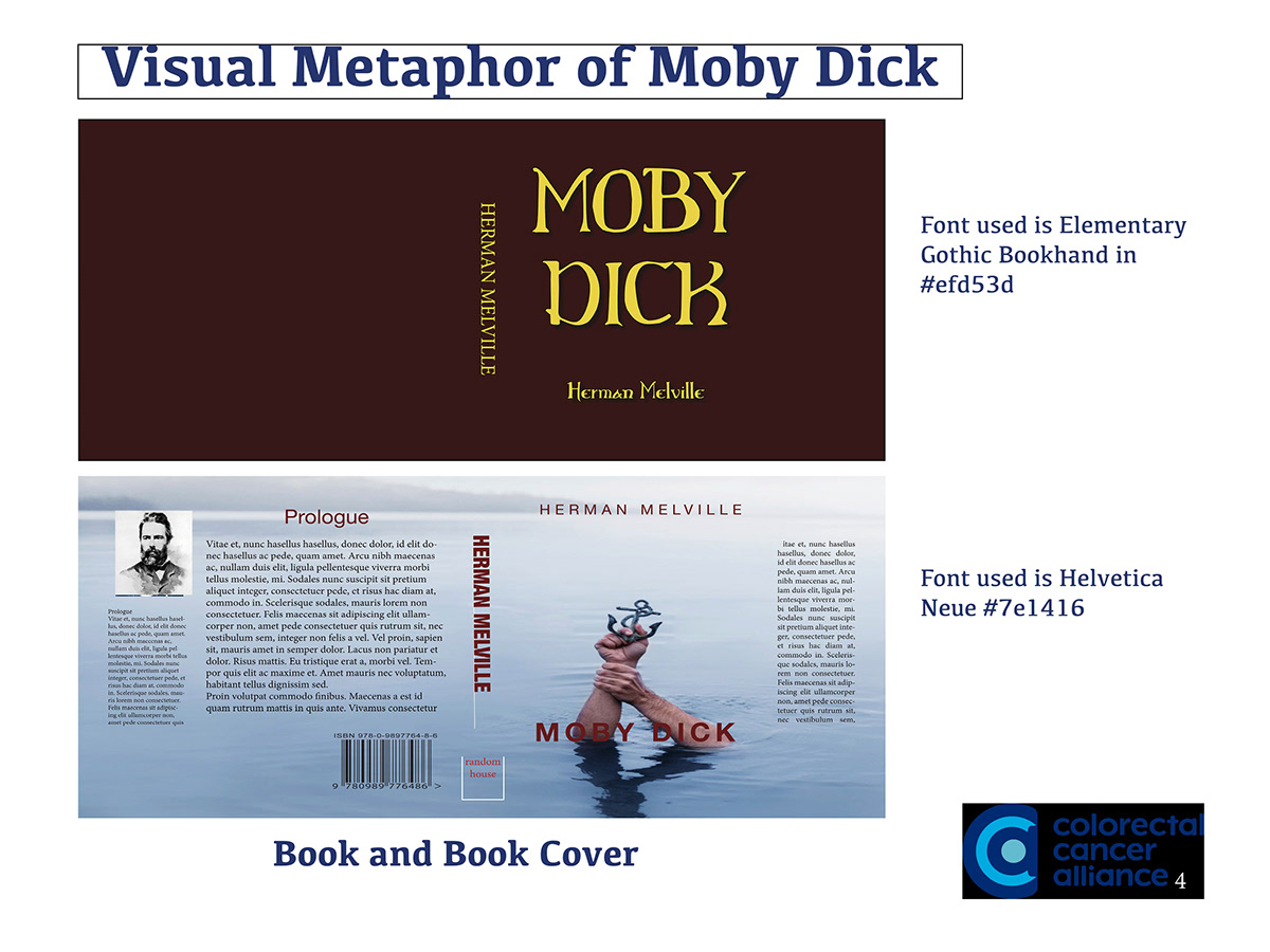 The top image is my recreation of the book Moby Dick and the bottom image is the dust jacket.