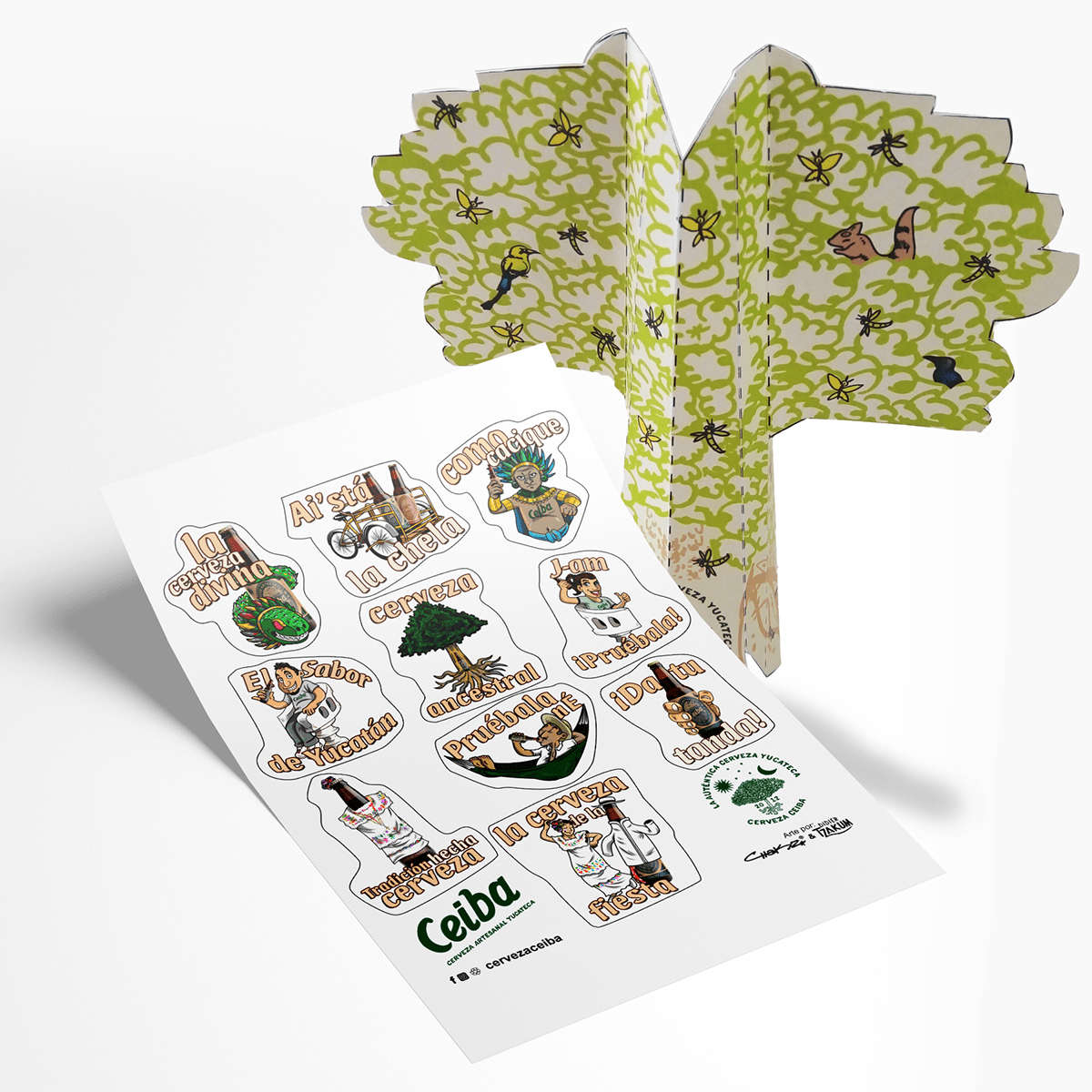 branding  cervezaceiba ILLUSTRATION  localbeer paper toy papercraft papiroarmable souvenirs stickers toy design 