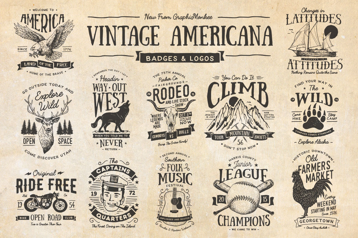 logo Badges vintage Retro lettering americana