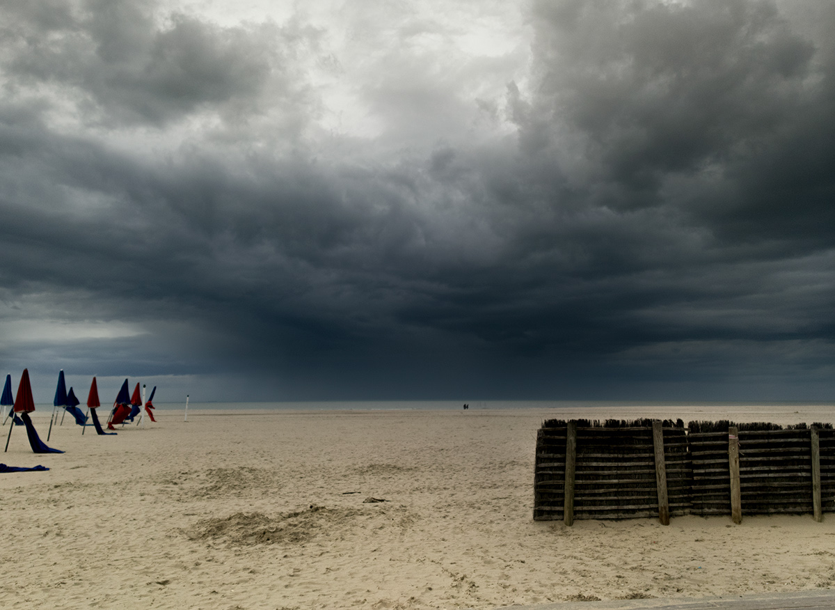 deauville plage Unusual clouds Stormy Weather beach umbrella