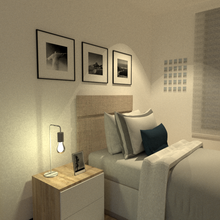 bedroom cuarto diseño interiores Render Rio de Janeiro Brasil AZUL sea mar