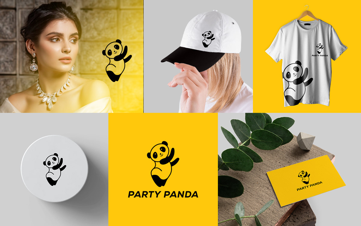 minimalist animal logo Logo Design brand identity logo identity Brand Design branding  Kids Logo Panda 