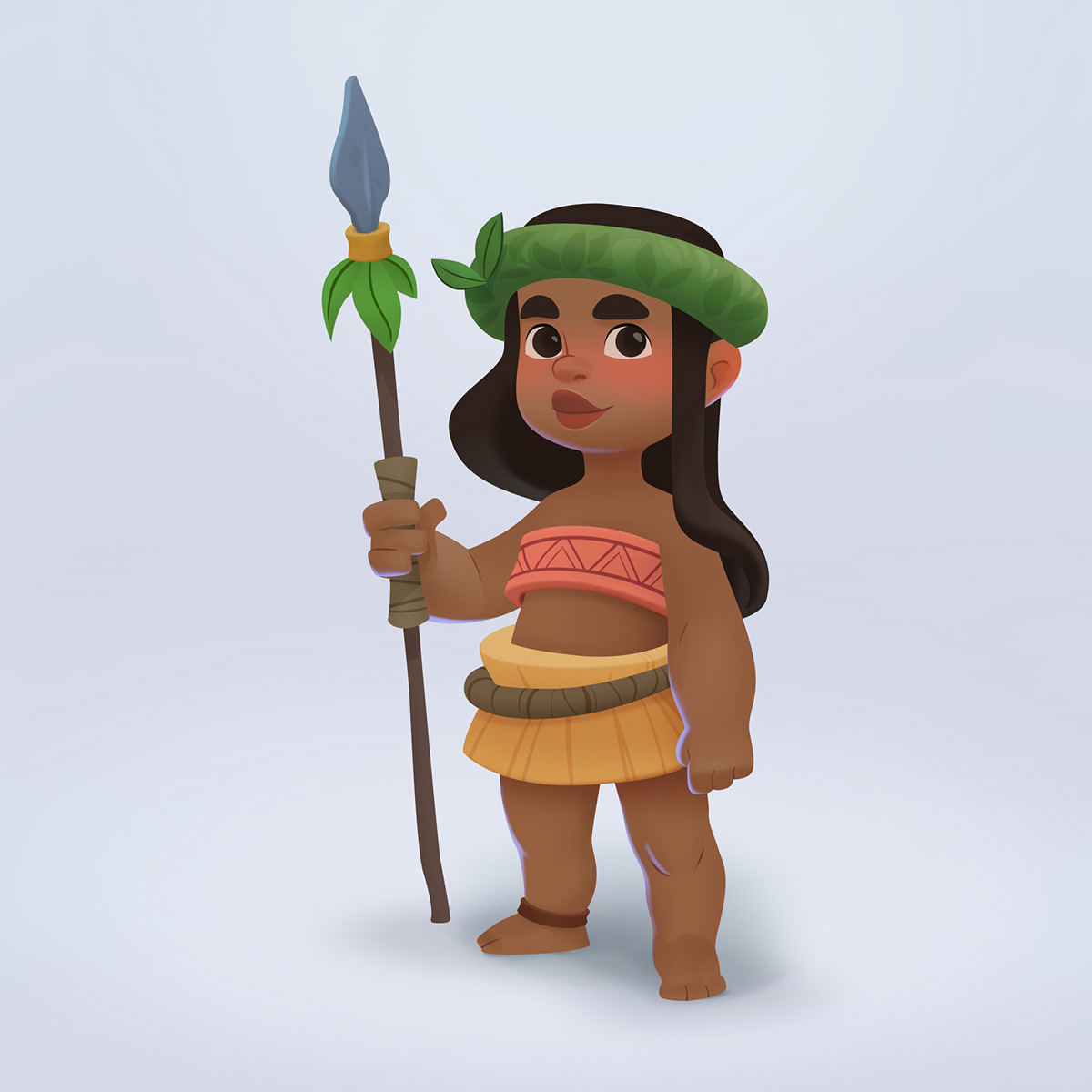 cartoon casual cute disney girl Island match 3 stylized Tropical warrior