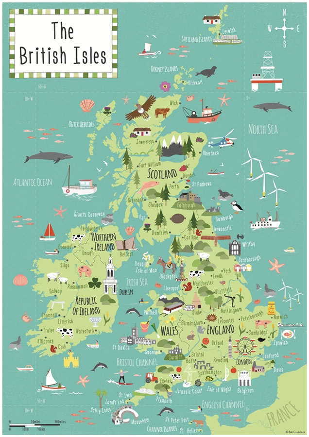 Vijftig Of later Hou op Illustrated A2 map of British Isles/UK on Behance