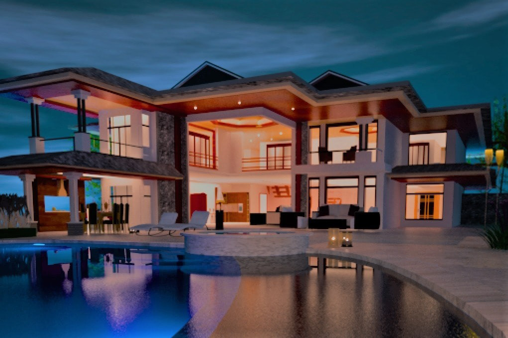 3d max shot shot rendering interior design  design exterior design Villa bathroom Pool swimming pool