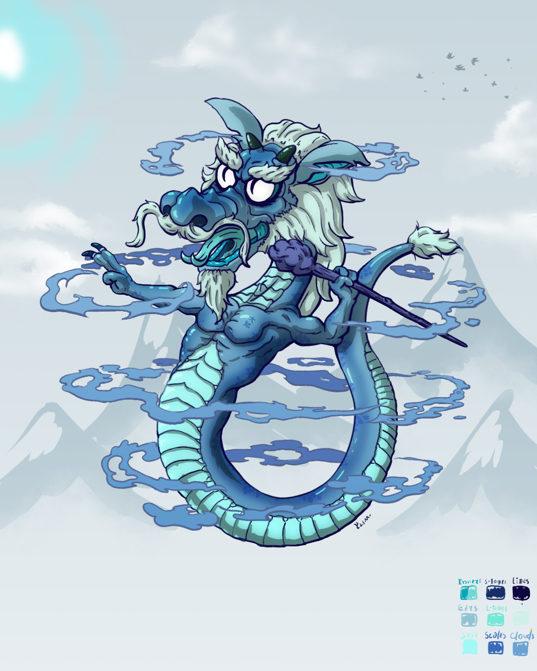 artwork cartoon Character design  china chinesedragon creature digital illustration dragon Drawing  painting  