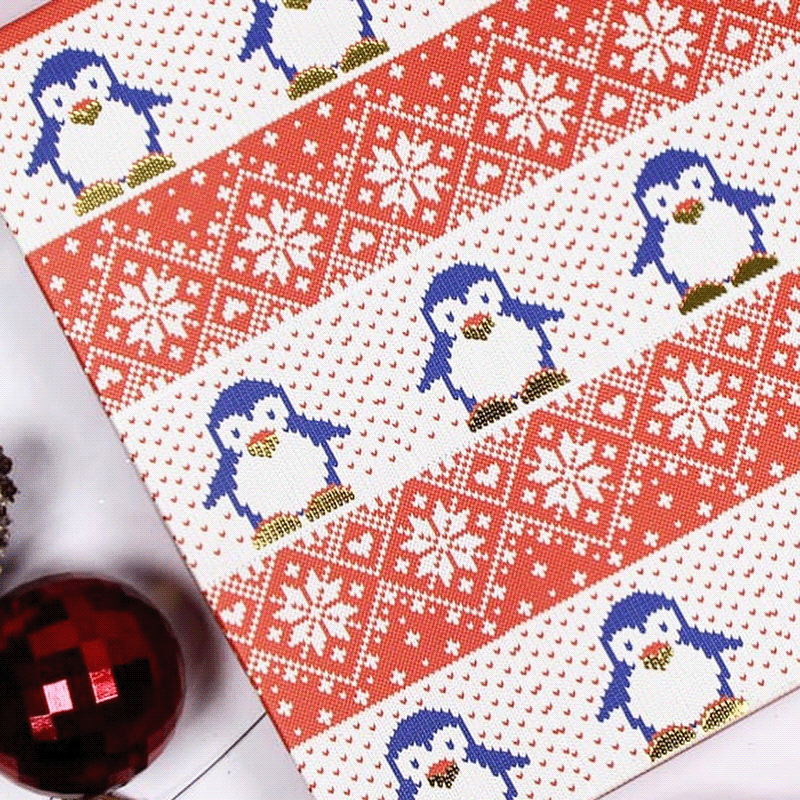 Christmas xmas chocolate box Packaging pattern stitch FOX penguin Kuwait