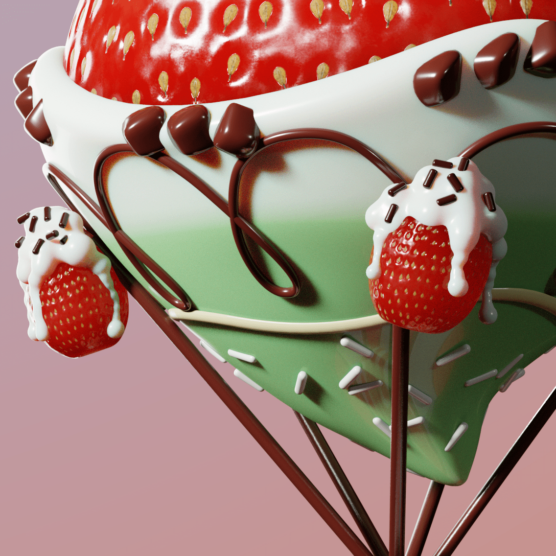 air balloon Candy cute Hot icing strawberry sweet zeppelin