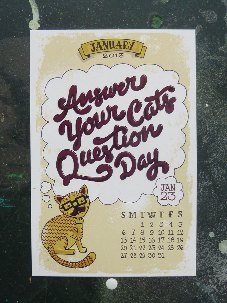 calendar holidays silly lettering