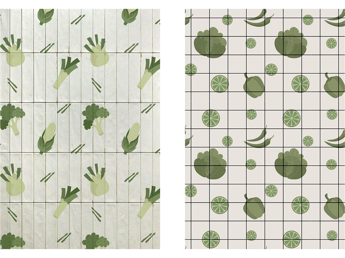 seamless pattern fabric textile print vegetables branding  pattern package Greens botanical