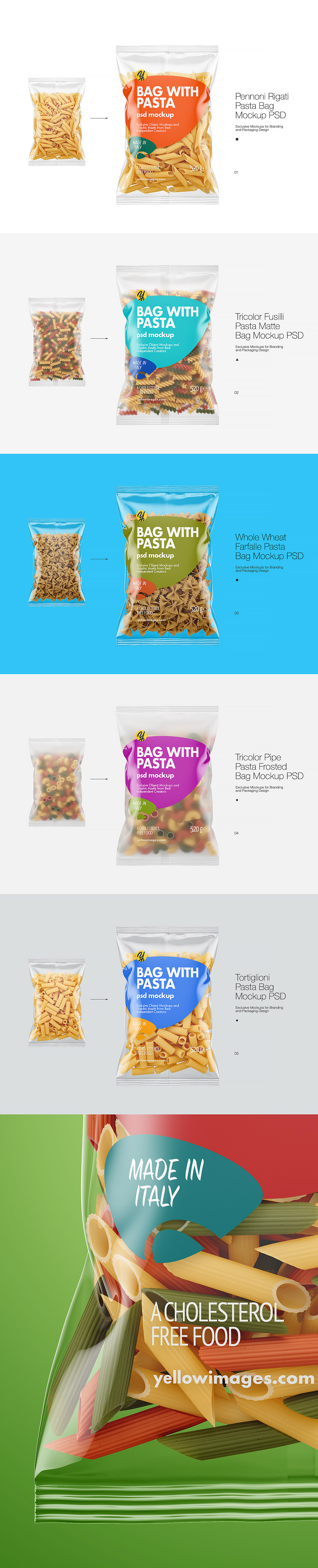 bag Food  healthy Mockup organic Pack Packaging Pasta psd yellowimages