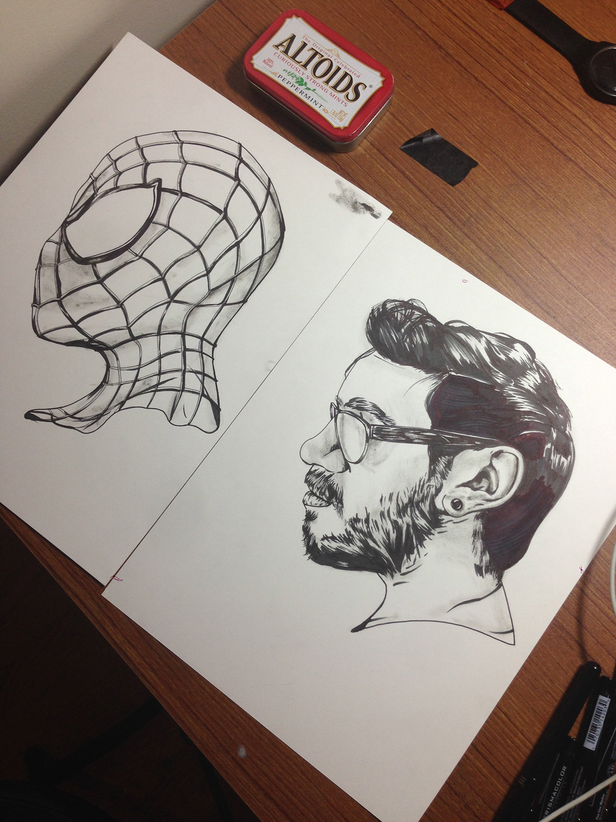 sketch graphite digital spiderman peter parker Hipster glasses gif Self Promotion James Harling art motion smoke costume