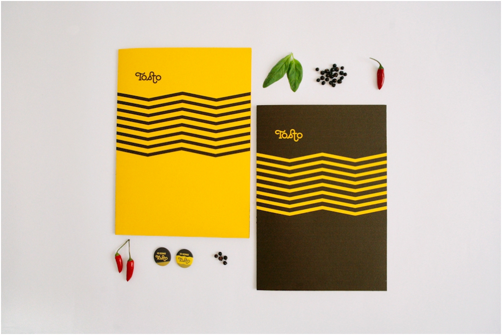 menu yellow cordenons paper wine list Food  pin badges spille ristorante giallo geometria pattern Nero Bistrot