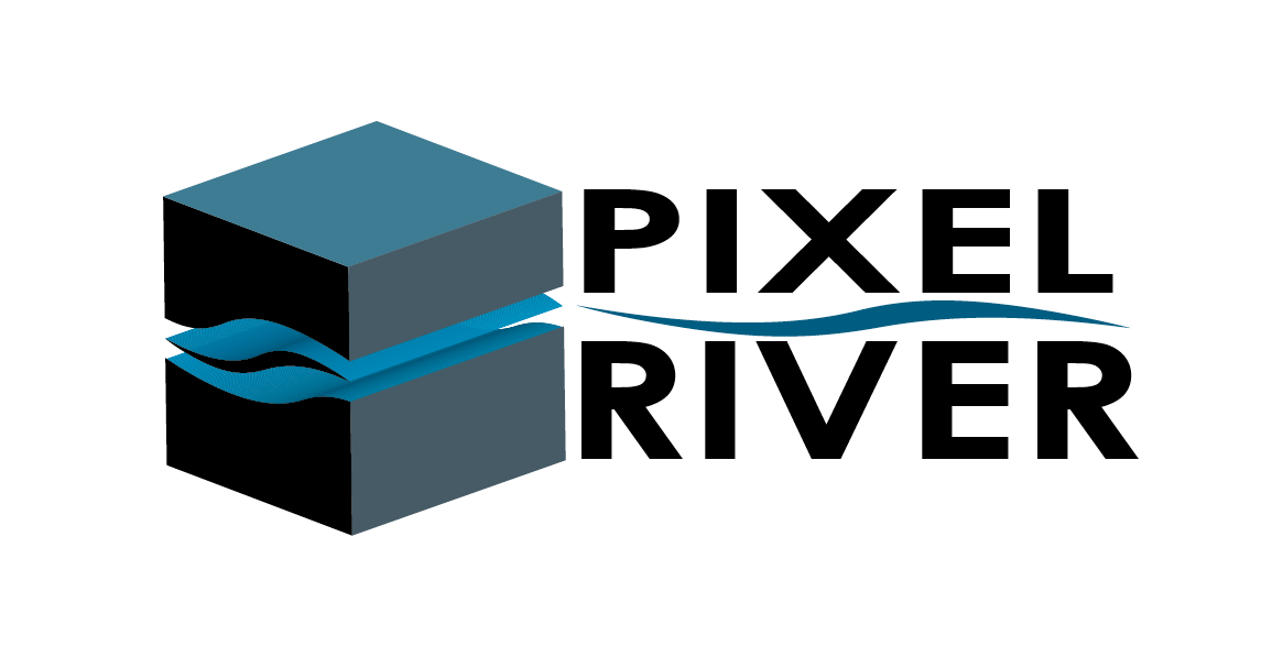 3D water pixel river cube digital
