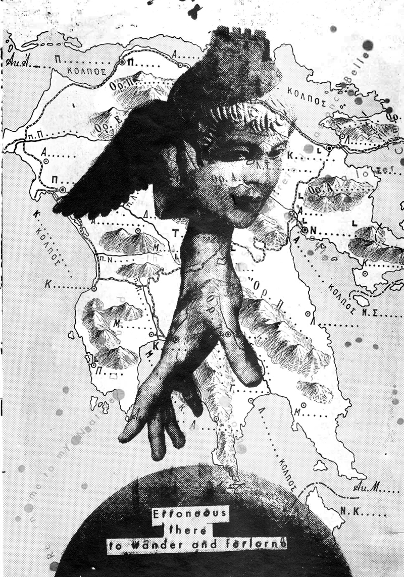 urania greek mythology Astrology heaven paradise lost screen print silkscreen collage wings pegasus moon earth map color