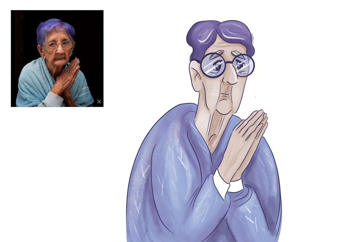 portrait woman man people Character digital illustration Procreate sketch old lady some people