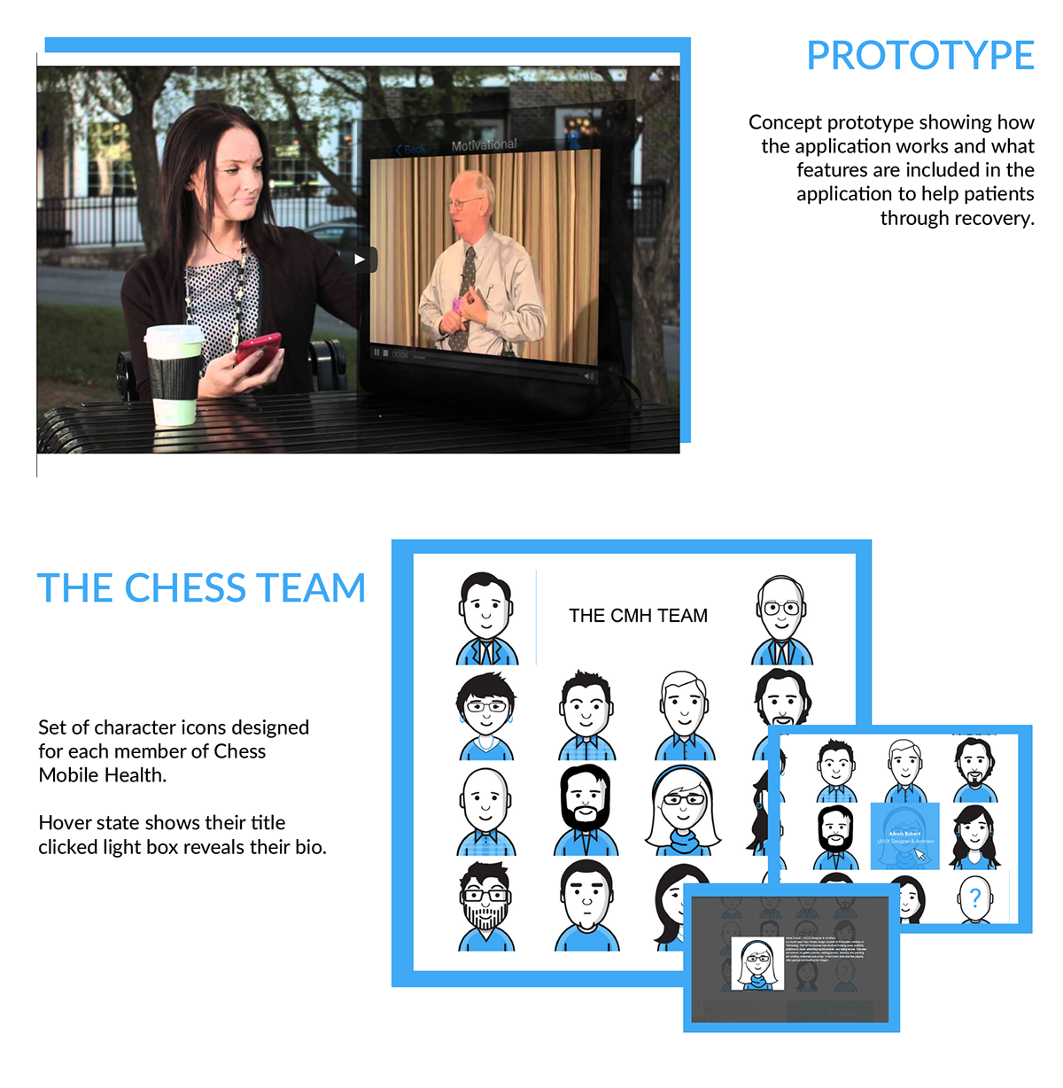 product portfolio application addiction therapy Health chess mobile health internship redesign parallax
