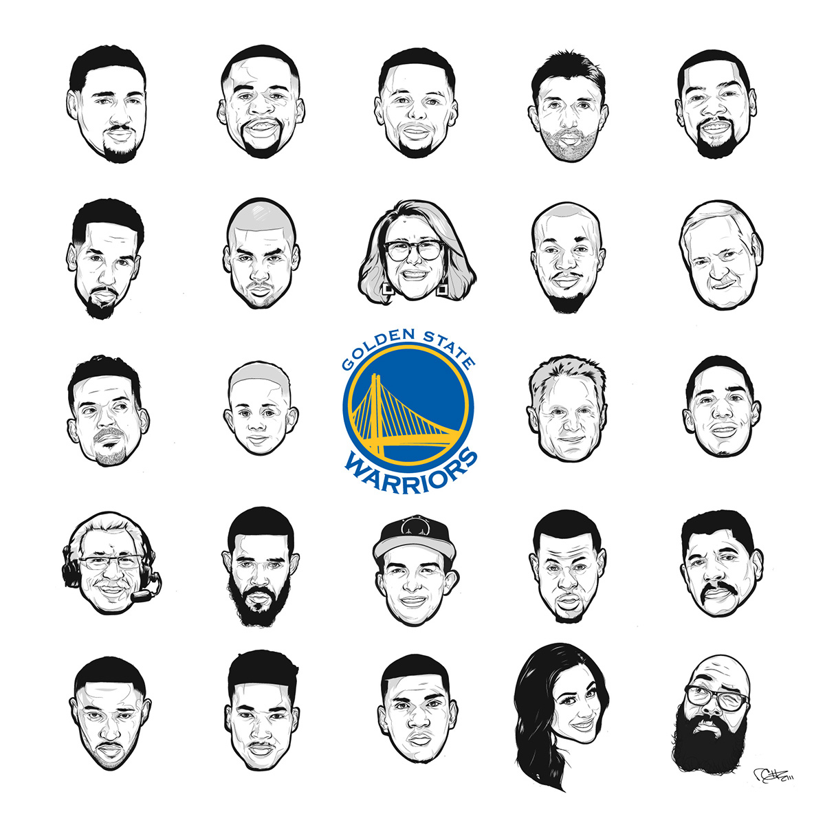 t-shirt NBA Golden State Warriors Rob Zilla portraits basketball sports illustration Mobile apps ILLUSTRATION  ipad pro