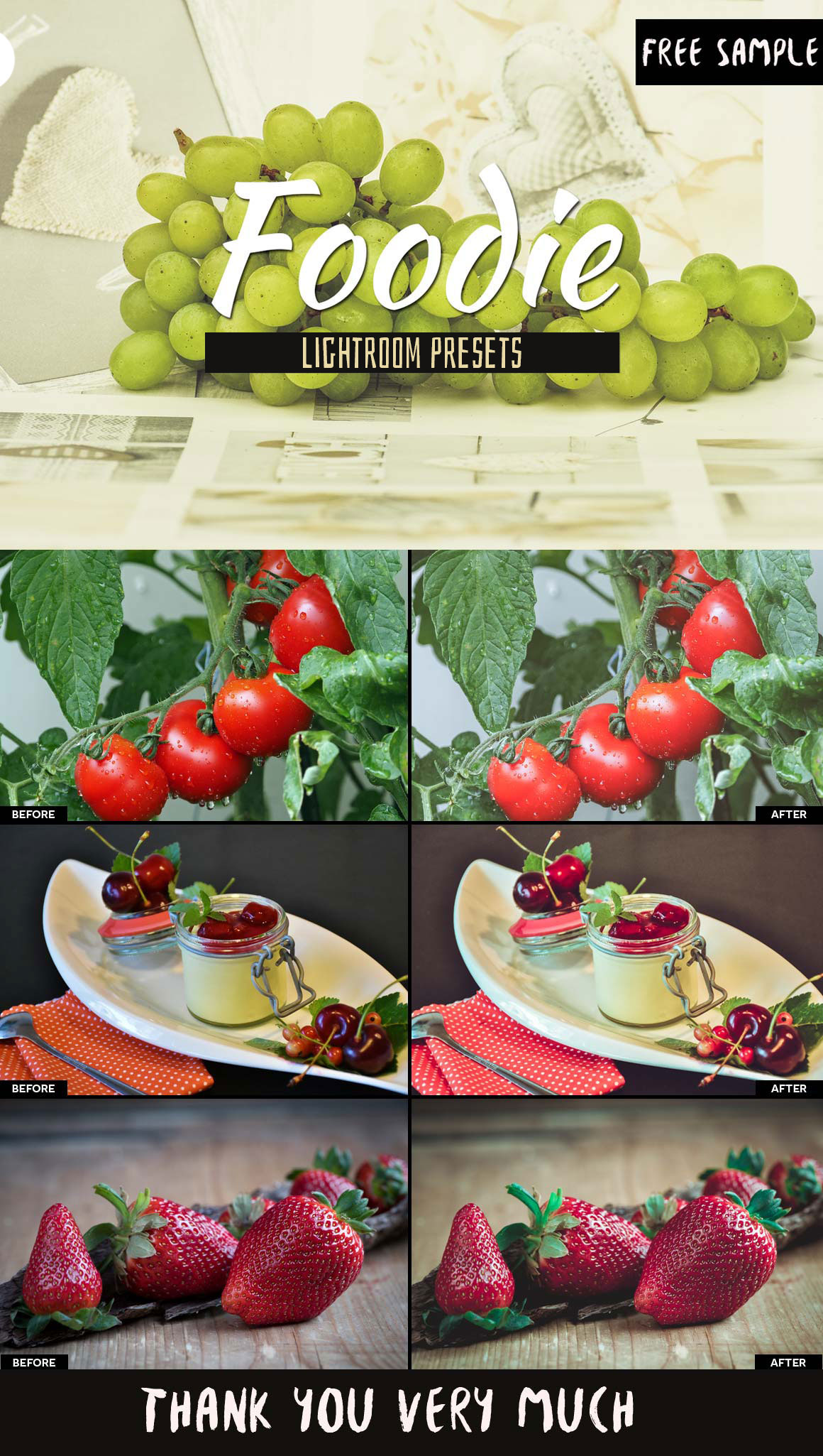 food lightroom presets collection is a set of 3 presets for Adobe Lightroom that helps food photographers to make their shots yummy and powerful and was specially designed to