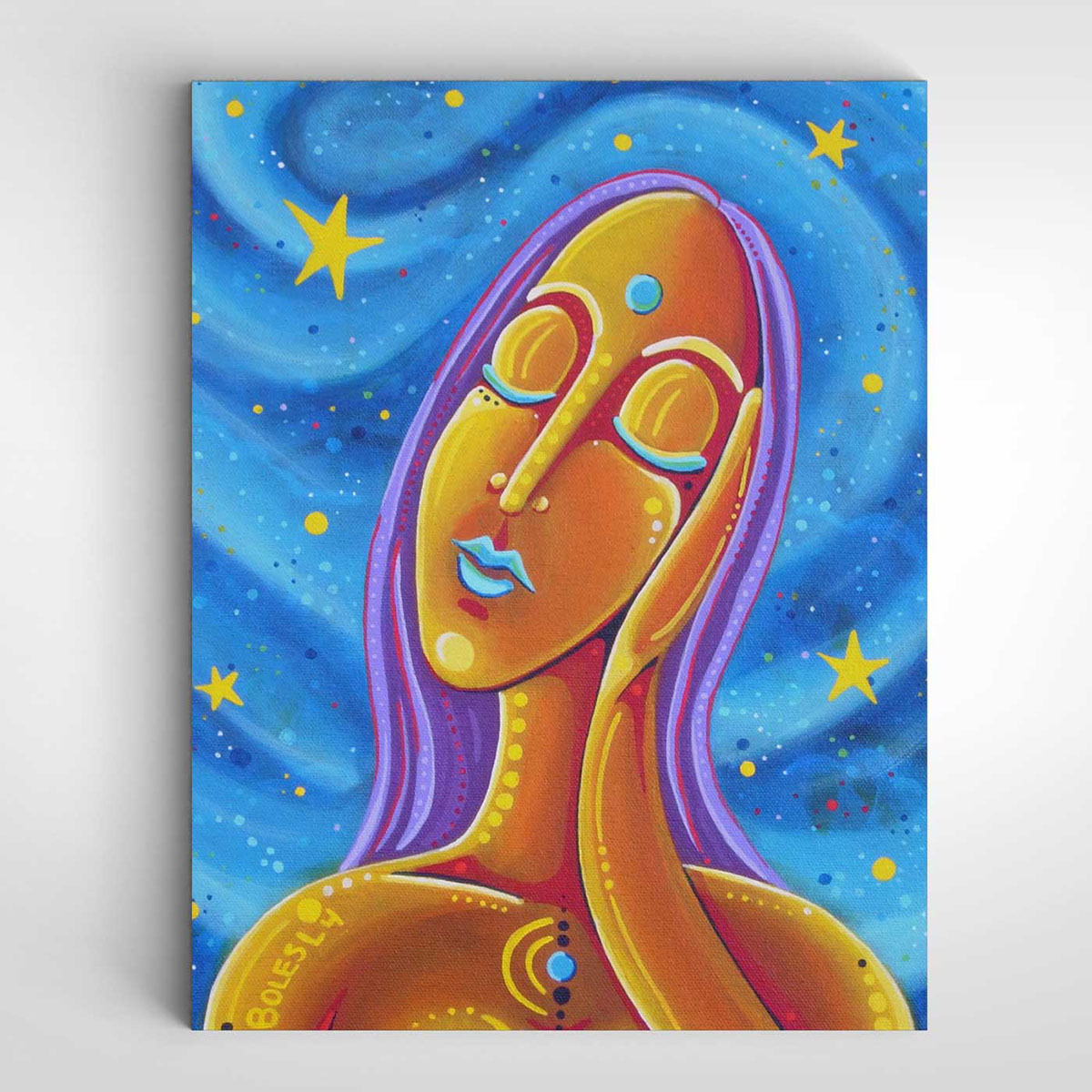 Adobe Portfolio maboles woman Space  galaxy girl stars artwork acrylic canvas