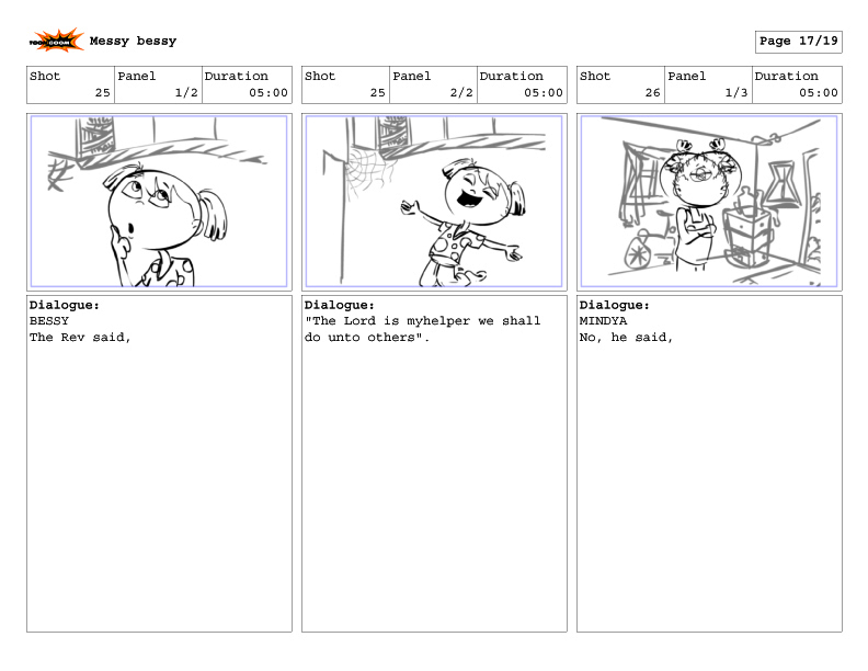storyboard art cartoon characters pre-production