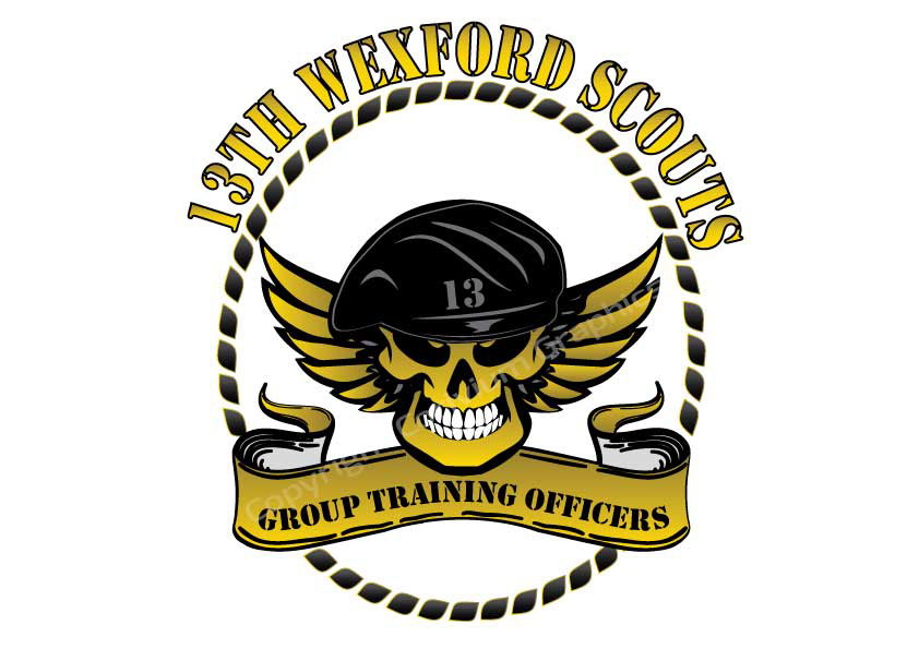 logo scouts skull gold ribbon 13th badge