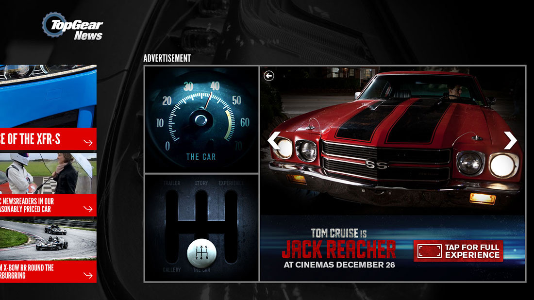 Jack Reacher  Tom Cruise Windows 8 app Online Advertising parallax cinema 4d
