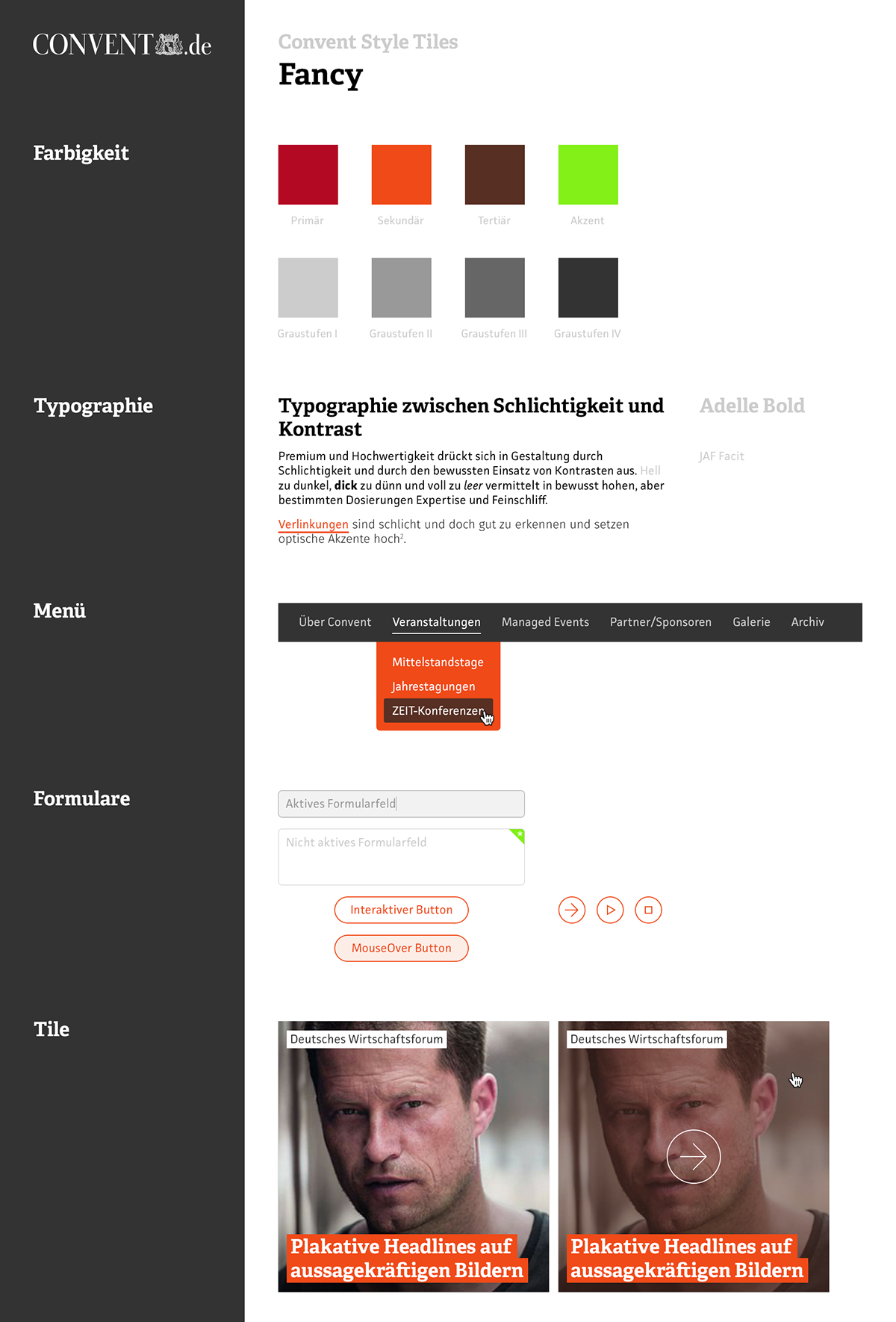 user interface UI german process tiles Forms menu typography   color Style tile convent fancy