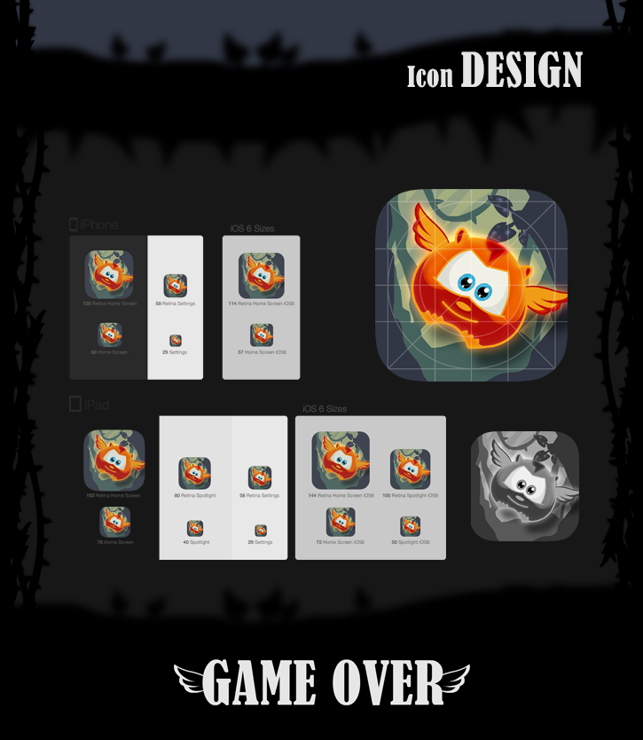 aerie game ios mobile design Icon UI app save cartoon Character obstacles clouds cute play