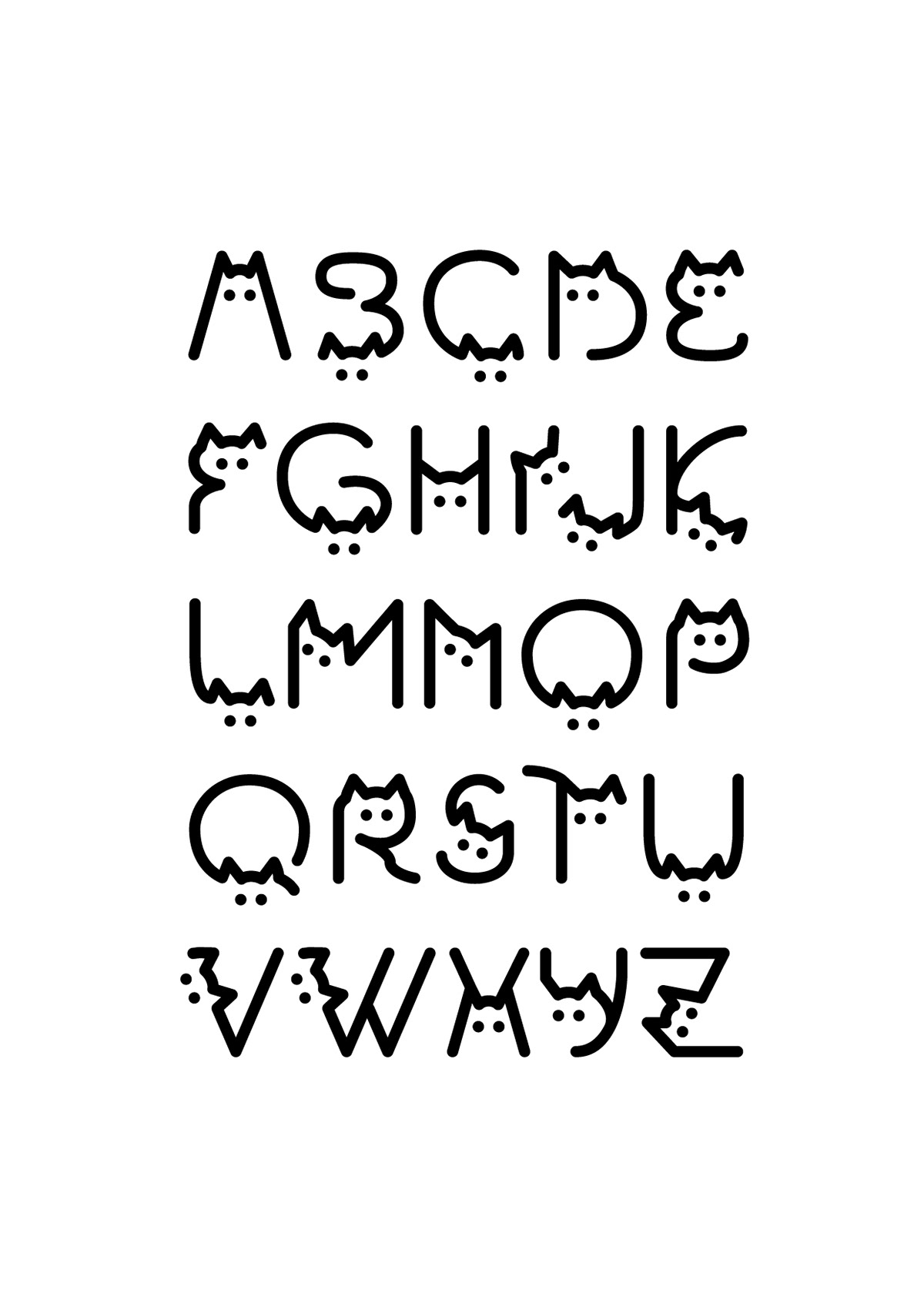 font alphabet typography   Cat Logotype animal logodesigner Fontstyle type Typeface