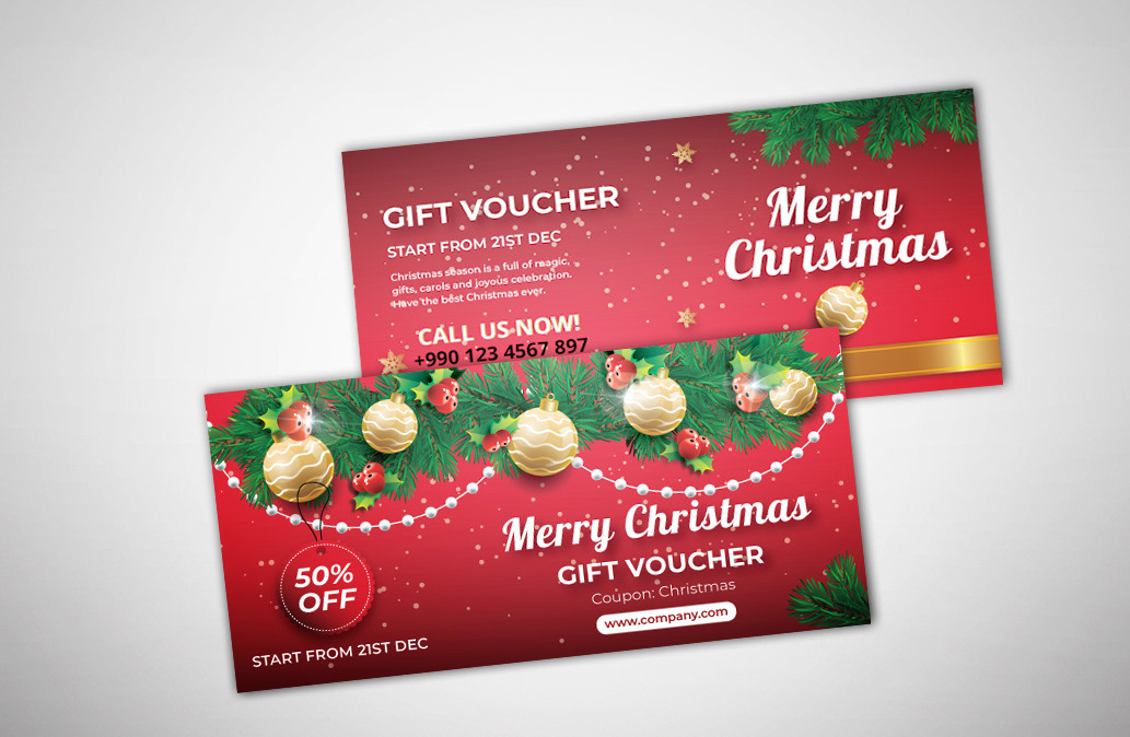 Christmas Discount Card template gift voucher discount voucher COUPON discount coupon coupon design Voucher Template Christmas