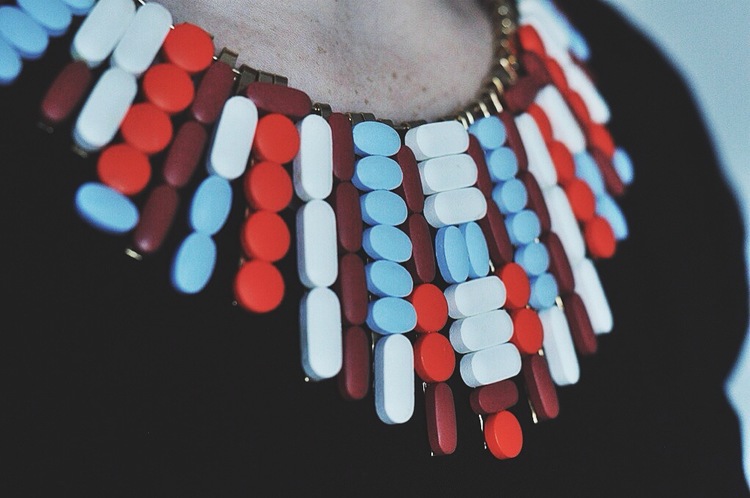 3D sva charlotte harrison pills medication Sociopolitical Accessory Necklace beads madethis colossal
