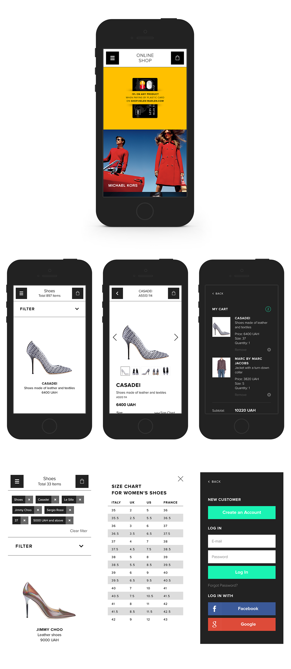 Adobe Portfolio web-design helen marlen ukraine kiev boutique online store side menu premium clothes shoes Accessory shop Adaptive e-commerce posh