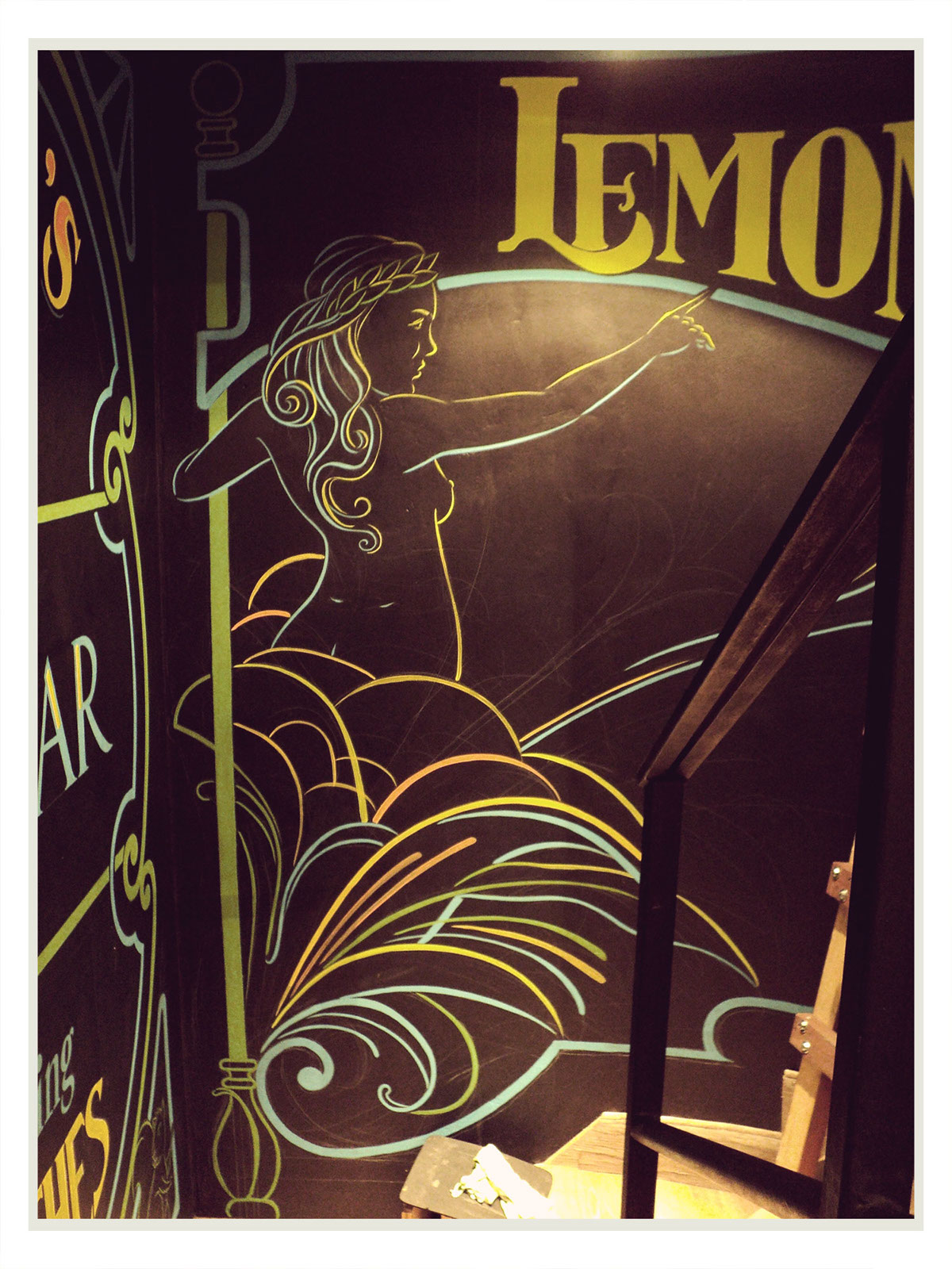 lemon tree store lettering acrylic Mural