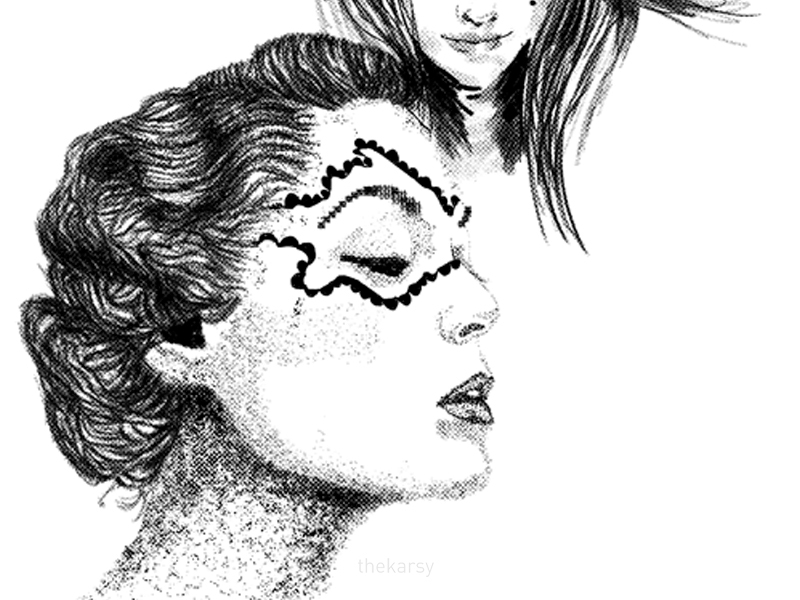 photoshop ilustracion pluma blanco y negro women