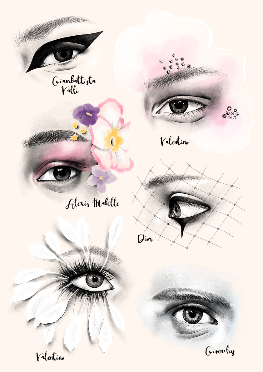 fashion illustration Beauty Illustration eye makeup eye illustration Lydia Rose Carter Couture Fashion Week valentino