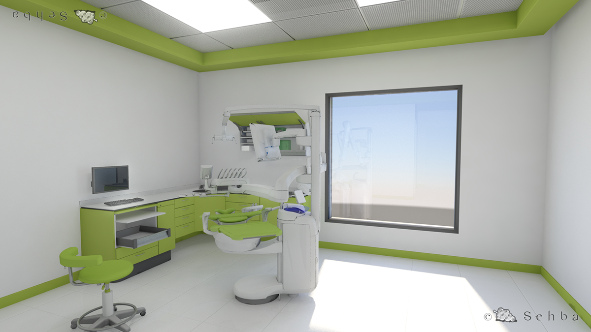 dental clinic planmeca setup 3D Rendering