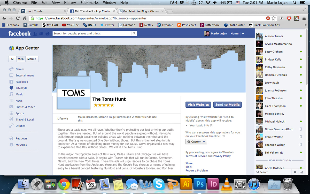 TOMS shoes augmented reality new york city Scavenger hunt geo location one day without