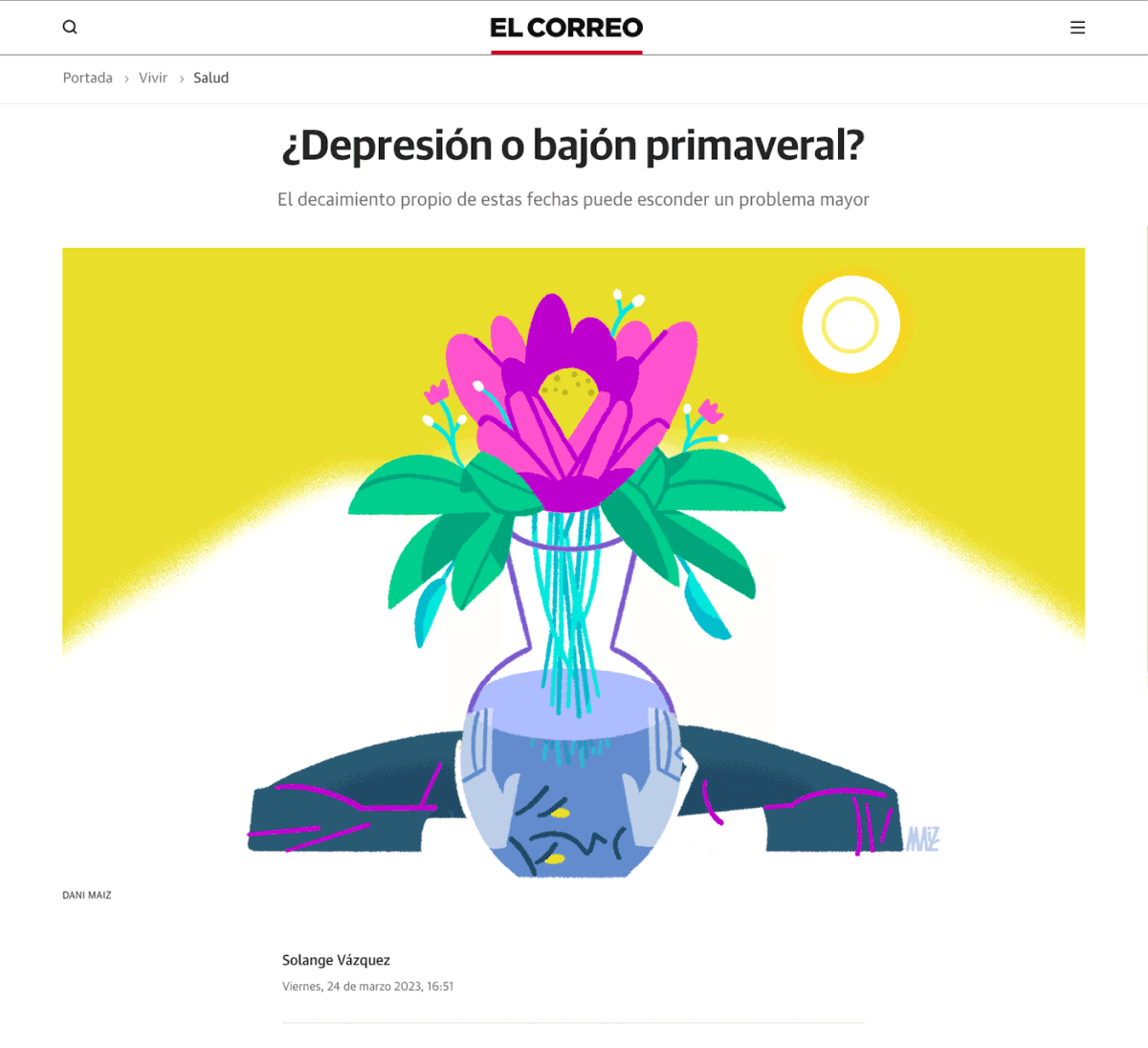 animation 2d dani maiz gif animation Editorial Illustration Magazine illustration spring Flowers depression Sadness Health