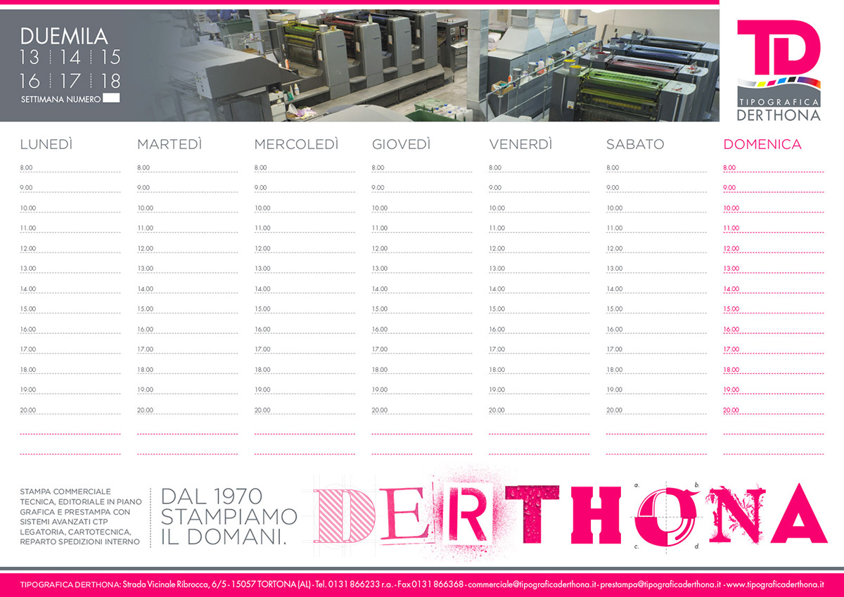 tipografia  derthona  calendar  brochure  pantone  tipografica  colt adv  colt